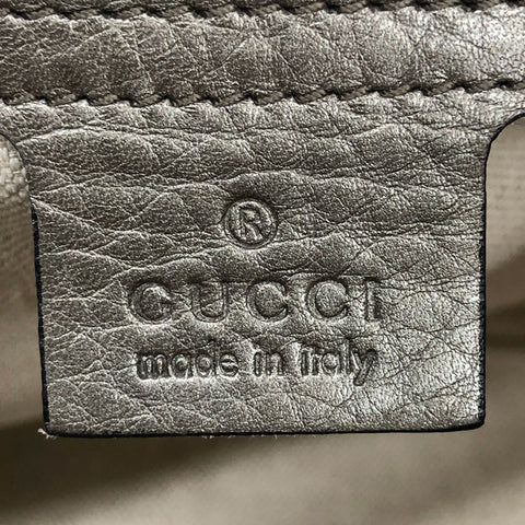 グッチ GUCCI フリンジ  バンブー ハンド ショルダーバッグ レザー シルバー系 C2340