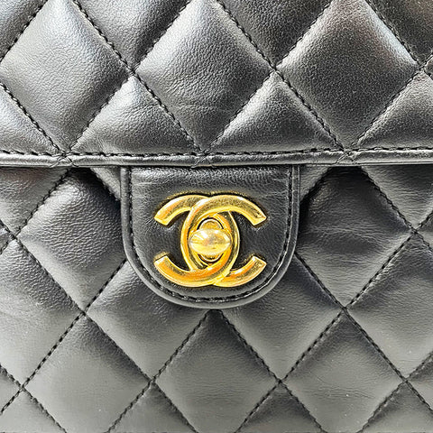 シャネル CHANEL マトラッセ チェーンバッグ ターンロック シングルフラップ ショルダーバッグ ラムスキン ブラック WS1765