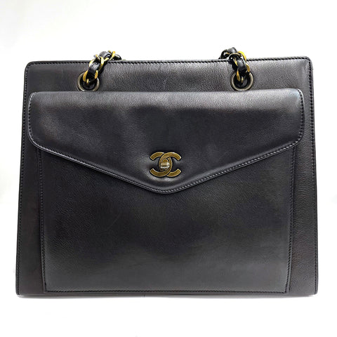 シャネル CHANEL 1997~1999年 ココマーク ターンロック  ショルダーバッグ レザー ブラック WS2226