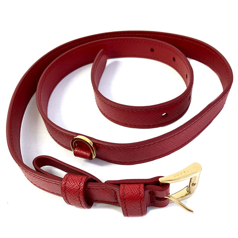 PRADA Saffiano 2way Gold Chain Body Bag Red WS2470
