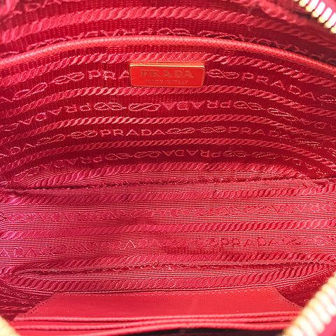 PRADA Saffiano 2way Gold Chain Body Bag Red WS2470