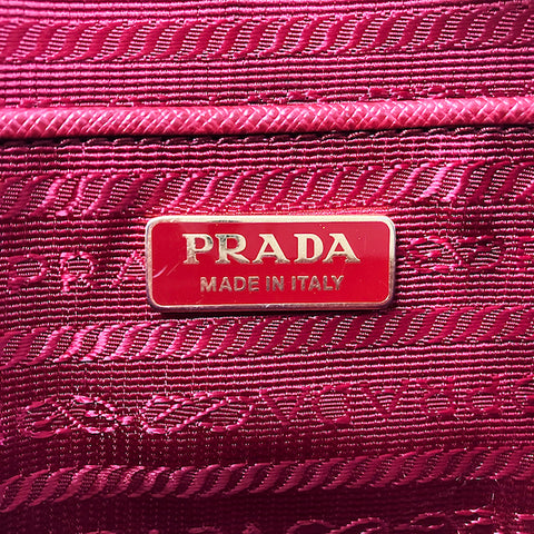 PRADA Saffiano 2way Gold Chain Body Bag Red WS2470