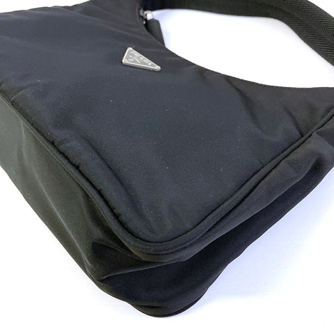 PRADA Nylon Handbag Black WS2475