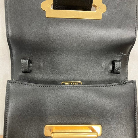 PRADA Cahier Studs Shoulder Bag black WS30535