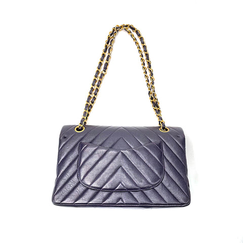 Chanel V-genähte Chevron Coco-Mark-Umhängetasche Leder lila WS1157