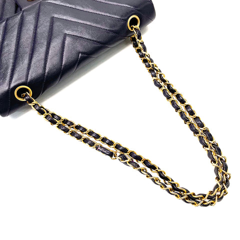 Chanel V-genähte Chevron Coco-Mark-Umhängetasche Leder lila WS1157