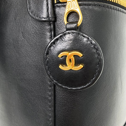 シャネル CHANEL バニティバッグ 1994-1997年 ハンドバッグ ラムスキン ブラック WS2517