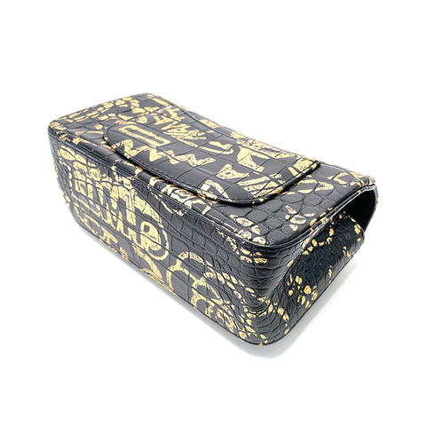 Chanel Chanel 2.55 Graffiti Crocodile Umhängetasche Schwarz WS1158
