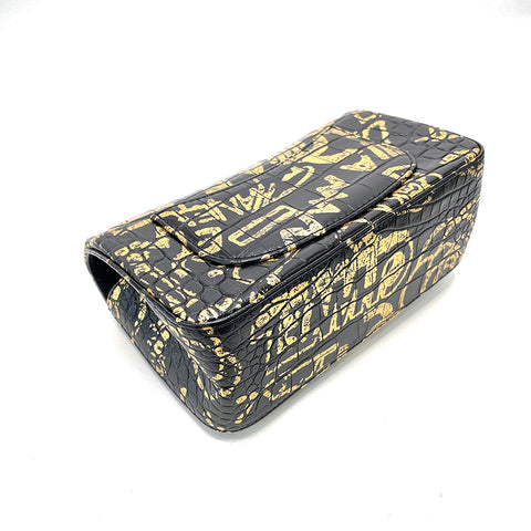 Chanel Chanel 2.55 Graffiti Crocodile Umhängetasche Schwarz WS1158