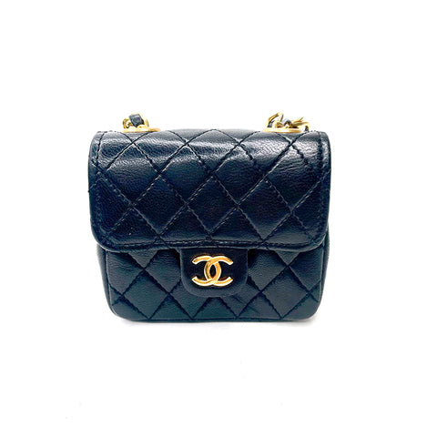 シャネル CHANEL ミニミニ マトラッセ ポーチ バッグ チェーン ココマーク ハンドバッグ ブラック WS2143