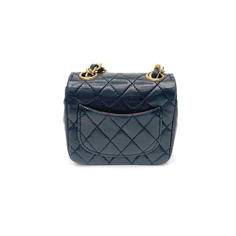 Chanel Mini Mini Matelasse Beuteltasche Kette Coco Mark Handtasche Schwarz WS2143
