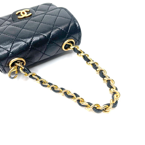 Chanel Mini Mini Matelasse Beuteltasche Kette Coco Mark Handtasche Schwarz WS2143
