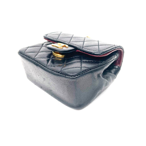 Chanel Mini Mini Matelasse Beuteltasche Kette Coco Mark Handtasche Schwarz WS2143