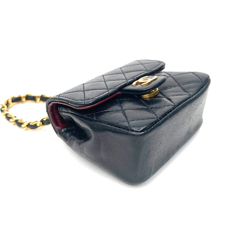 Chanel Mini Mini Matelasse Beuteltasche Kette Coco Mark Handtasche Schwarz WS2143
