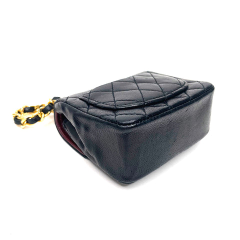 Chanel Mini Mini Matelasse Beuteltasche Kette Coco Mark Handtasche Schwarz WS2143