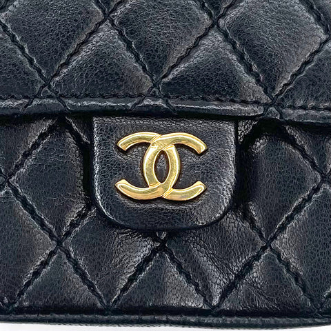 Chanel Mini Mini Matelasse Beuteltasche Kette Coco Mark Handtasche Schwarz WS2143