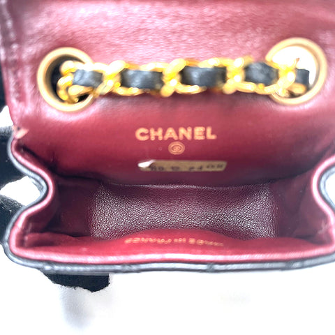 Chanel Mini Mini Matelasse Beuteltasche Kette Coco Mark Handtasche Schwarz WS2143