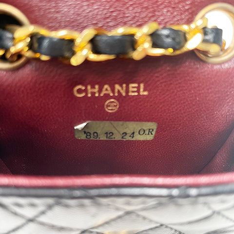 Chanel Mini Mini Matelasse Beuteltasche Kette Coco Mark Handtasche Schwarz WS2143