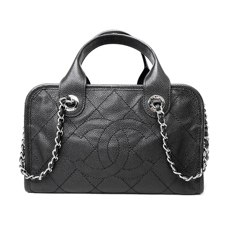 シャネル CHANEL キャビア ドーヴィル ボーリング バッグ 2015年 ショルダーバッグ レザー ブラック WS2600