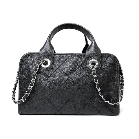 シャネル CHANEL キャビア ドーヴィル ボーリング バッグ 2015年 ショルダーバッグ レザー ブラック WS2600