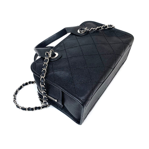 シャネル CHANEL キャビア ドーヴィル ボーリング バッグ 2015年 ショルダーバッグ レザー ブラック WS2600