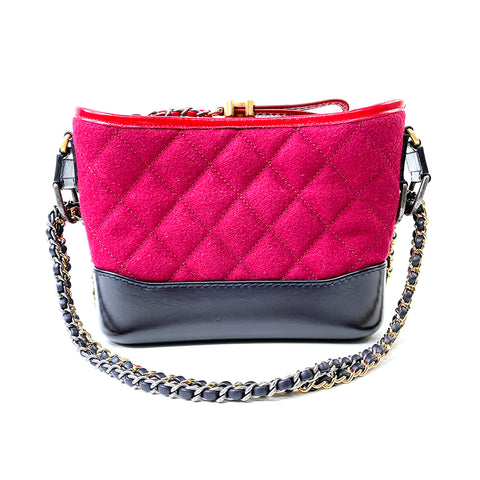 Chanel Gabriel Dou Leder Tweed Ketten -Schulter -Umhängetasche Wolle rot x Schwarz WS1889