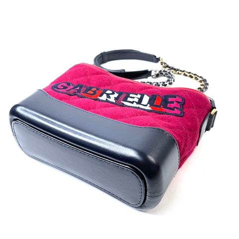 Chanel Gabriel Dou Leder Tweed Ketten -Schulter -Umhängetasche Wolle rot x Schwarz WS1889