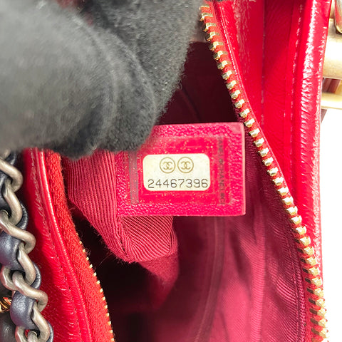 Chanel Gabriel Dou Leder Tweed Ketten -Schulter -Umhängetasche Wolle rot x Schwarz WS1889