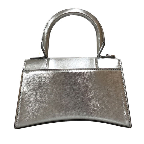 Balenciaga Hour Glass XS 2Way手迷你肩袋皮革银色P12342