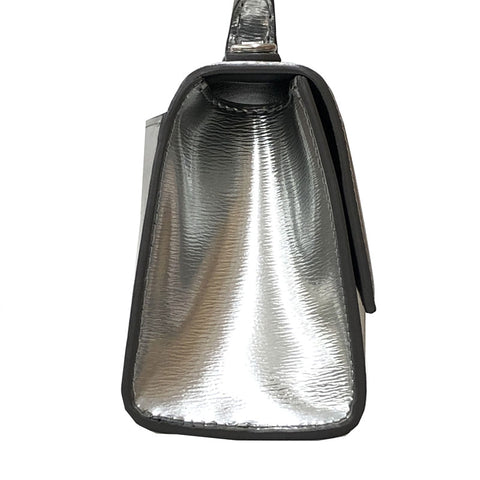 Balenciaga Hour Glas XS 2way Hand Mini Umhängetasche Leder Silber P12342