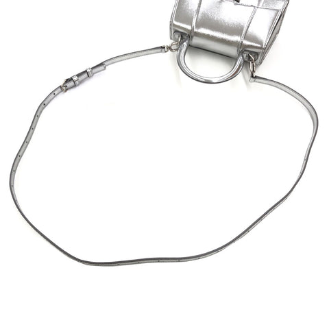 Balenciaga Hour Glass XS 2Way手迷你肩袋皮革银色P12342