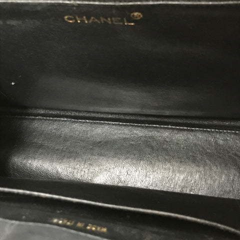 Chanel Coco Mark Nr. 5 Vintage Tortoise Shell braune Handtasche Leder Schwarz C3084