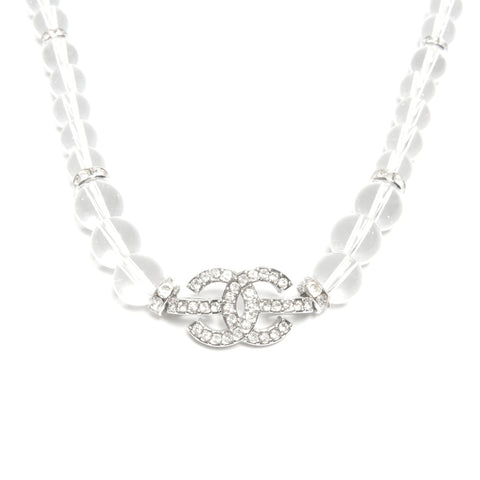 CHANEL Choker CC Logo B25S 2025 Rhinestone Necklace clear KC004