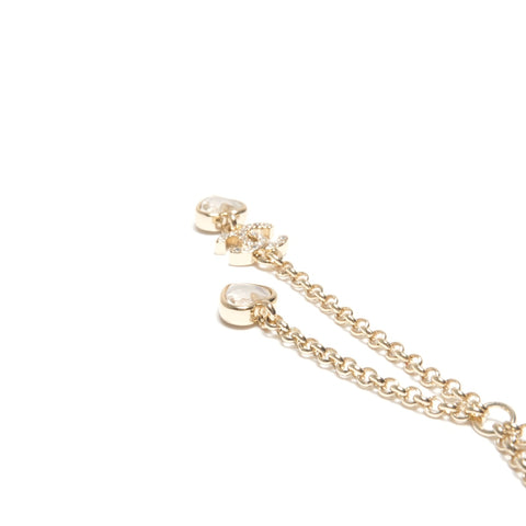 CHANEL Heart Metal Rhinestone CC Logo B25A Necklace gold KC007