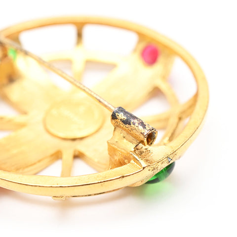 CHANEL Round logo Gripoa Brooch Gold Plated gold eit0289P0972