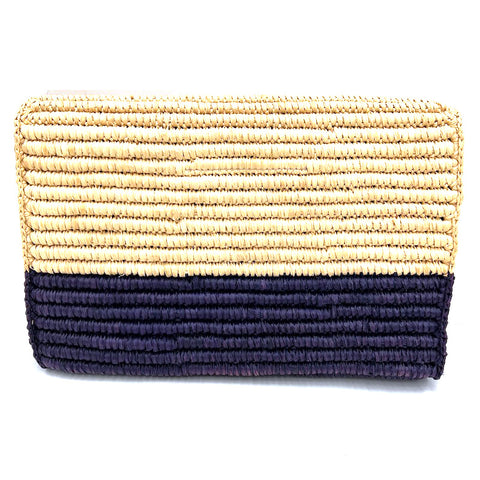 Balenciaga Raffia Rattan Clutch Bag Beige x Purple P11143