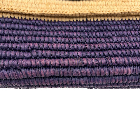 Balenciaga Raffia Rattan Clutch Bag Beige x Purple P11143