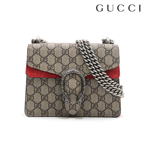 グッチ GUCCI GGスプリーム ディオニュソス チェーン ショルダーバッグ ベージュ×レッド P13048