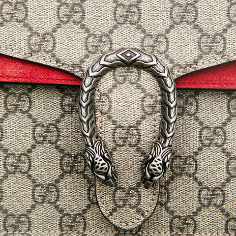 グッチ GUCCI GGスプリーム ディオニュソス チェーン ショルダーバッグ ベージュ×レッド P13048