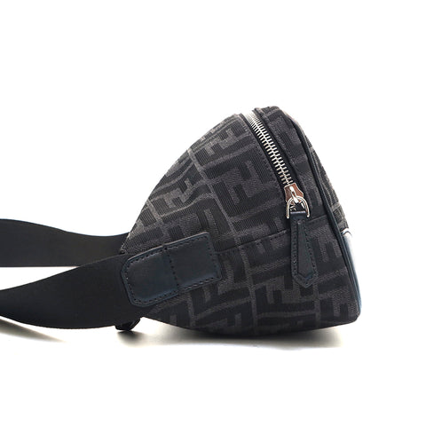 FENDI Zucca Pattern Cross Canvas Body Bag Black P13519