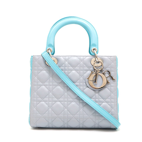 Christian Dior CHRISTIAN DIOR Lady Dior Kanage 2way Hand Shoulder Bag Leather Blue P13862