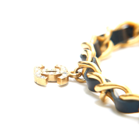 Chanel Coco Mark Rhinestone Patent Choker Gold x Black P13885
