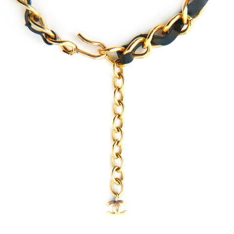 Chanel Coco Mark Rhinestone Patent Choker Gold x Black P13885