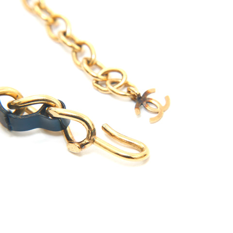 Chanel Coco Mark Rhinestone Patent Choker Gold x Black P13885