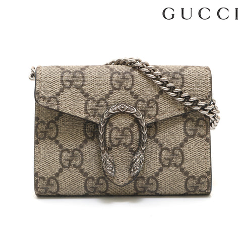 Gucci Gucci GG Supreme Dionysus Chain Wallet Card Card 574930 Beige P13916