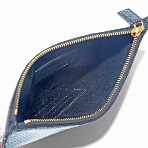 SAINT LAURENT PARIS Logo Exotic Leather Chain Pouch black P14034