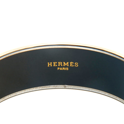 エルメス HERMES エマイユGM バングル シルバー× グリーン WS2385