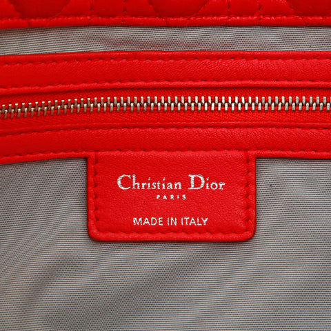 クリスチャンディオール Christian Dior レディディオール カナージュ ハンドバッグ レザー レッド P14459