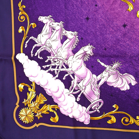 HERMES HERMES CARRE 90 COSMOS围巾紫色P14467