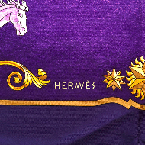 HERMES HERMES CARRE 90 COSMOS围巾紫色P14467